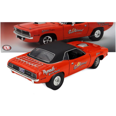 ACME MODELS PLYMOUTH BARRACUDA HEMI SUN KISSED CUDA 1970 - ORANGE BLACK 1/18