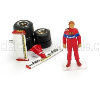 BRUMM FIGURES DIDIER PIRONI FOR FERRARI F1 126CK TURBO 1981 + FRONT AND REAR WINGS + QUALIFYING TYRES - RED 1/43