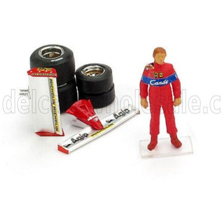 BRUMM FIGURES DIDIER PIRONI FOR FERRARI F1 126CK TURBO 1981 + FRONT AND REAR WINGS + QUALIFYING TYRES - RED 1/43
