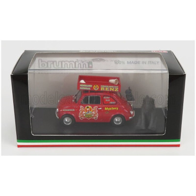 BRUMM FIAT 500R VEICOLO PUBBLICITARIO 1972 - CIRCO CIRCUS HERMAN RENZ OLANDA WITH TWO ELEFANTS FIGURES - MYSTERY 2008 - RED 1/43