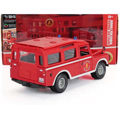 BURAGO LAND ROVER DEFENDER MKII VIGILI DEL FUOCO 1995 - RED WHITE 1/24