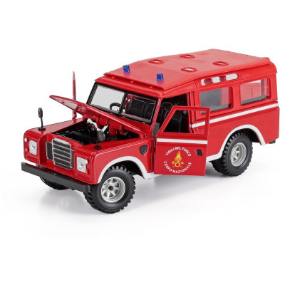 BURAGO LAND ROVER DEFENDER MKII VIGILI DEL FUOCO 1995 - RED WHITE 1/24