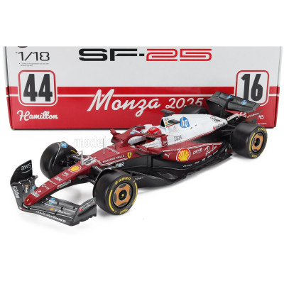 BURAGO FERRARI F1 SF-25 TEAM SCUDERIA FERRARI HP N 16 MONZA ITALY GP 2025 CHARLES LECLERC - NIKI LAUDA 50th ANNIVERSARY WORLD