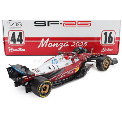 BURAGO FERRARI F1 SF-25 TEAM SCUDERIA FERRARI HP N 16 MONZA ITALY GP 2025 CHARLES LECLERC - NIKI LAUDA 50th ANNIVERSARY WORLD