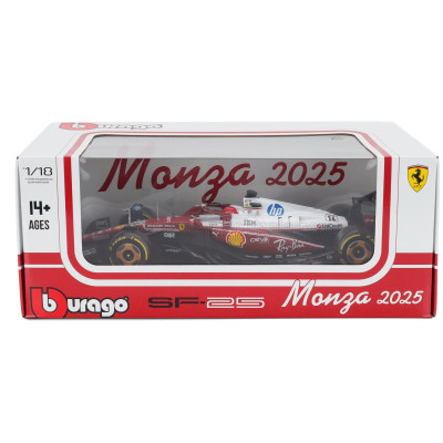 BURAGO FERRARI F1 SF-25 TEAM SCUDERIA FERRARI HP N 16 MONZA ITALY GP 2025 CHARLES LECLERC - NIKI LAUDA 50th ANNIVERSARY WORLD