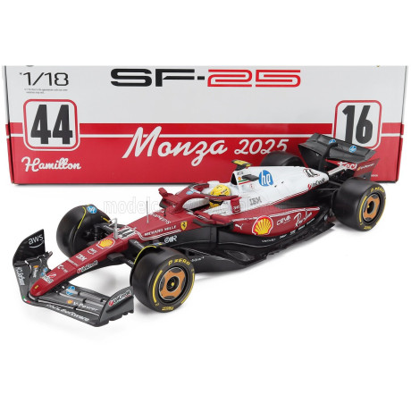 BURAGO FERRARI F1 SF-25 TEAM SCUDERIA FERRARI HP N 44 MONZA ITALY GP 2025 LEWIS HAMILTON - NIKI LAUDA 50th ANNIVERSARY WORLD
