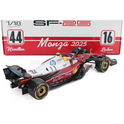 BURAGO FERRARI F1 SF-25 TEAM SCUDERIA FERRARI HP N 44 MONZA ITALY GP 2025 LEWIS HAMILTON - NIKI LAUDA 50th ANNIVERSARY WORLD
