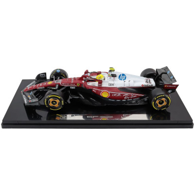 BURAGO FERRARI WITH SHOWCASE - F1 SF-25 TEAM SCUDERIA FERRARI HP N 44 MONZA ITALY GP 2025 LEWIS HAMILTON - NIKI LAUDA 50th