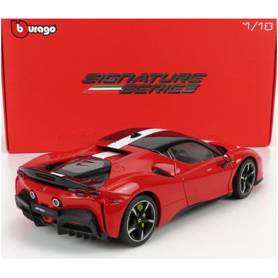 BURAGO FERRARI SF90 STRADALE HYBRID 1000hp ASSETTO FIORANO 2019 - RED BLACK WHITE 1/18