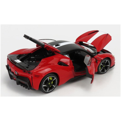 BURAGO FERRARI SF90 STRADALE HYBRID 1000hp ASSETTO FIORANO 2019 - RED BLACK WHITE 1/18