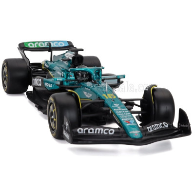 BURAGO ASTON MARTIN F1 AMR25 TEAM ARAMCO COGNIZANT N 18 SEASON 2025 LANCE STROLL - WITH PILOT AND SHOWCASE - GREEN BLACK 1/24