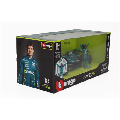 BURAGO ASTON MARTIN F1 AMR25 TEAM ARAMCO COGNIZANT N 18 SEASON 2025 LANCE STROLL - WITH PILOT - GREEN BLACK 1/24