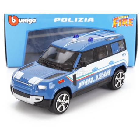BURAGO LAND ROVER NEW DEFENDER 110 POLIZIA 2022 - LIGHT BLUE 1/43