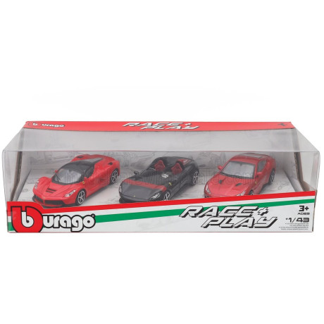 BURAGO FERRARI SET 3X MONZA SP2 - PORTOFINO - LAFERRARI 2013 - RED BLACK 1/43