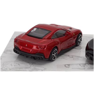 BURAGO FERRARI SET 3X MONZA SP2 - PORTOFINO - LAFERRARI 2013 - RED BLACK 1/43