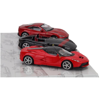 BURAGO FERRARI SET 3X MONZA SP2 - PORTOFINO - LAFERRARI 2013 - RED BLACK 1/43