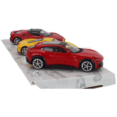 BURAGO FERRARI SET 3X PUROSANGUE - ENZO - SF90 STRADALE 2024 - RED YELLOW 1/43