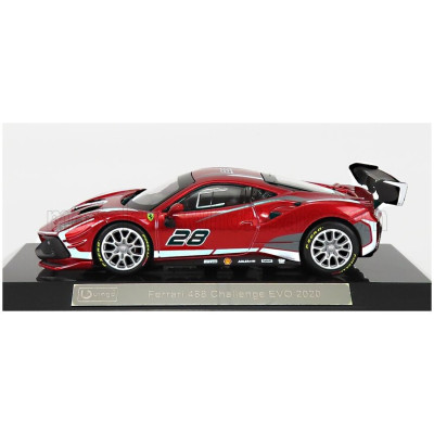 BURAGO FERRARI 488 CHALLENGE EVO N 28 2020 - CON VETRINA - WITH SHOWCASE - RED MET 1/43