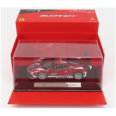 BURAGO FERRARI 488 CHALLENGE EVO N 28 2020 - CON VETRINA - WITH SHOWCASE - RED MET 1/43