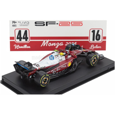 BURAGO FERRARI F1 SF-25 TEAM SCUDERIA FERRARI HP N 44 MONZA ITALY GP 2025 LEWIS HAMILTON - NIKI LAUDA 50th ANNIVERSARY WORLD