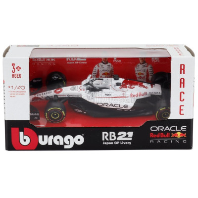 BURAGO RED BULL F1 RB21 TEAM ORACLE RED BULL RACING N 1 WINNER JAPAN GP 2025 MAX VERSTAPPEN - WHITE RED 1/43