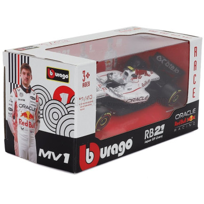 BURAGO RED BULL F1 RB21 TEAM ORACLE RED BULL RACING N 1 WINNER JAPAN GP 2025 MAX VERSTAPPEN - WHITE RED 1/43