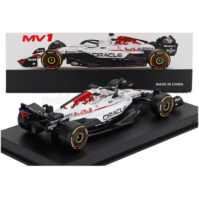 BURAGO RED BULL F1 RB21 TEAM ORACLE RED BULL RACING N 1 WINNER JAPAN GP 2025 MAX VERSTAPPEN - WITH PILOT AND SHOWCASE - WHITE
