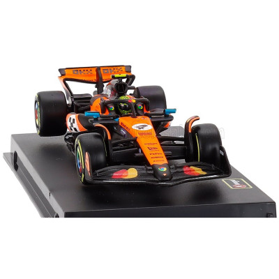 BURAGO McLAREN F1 MCL39 TEAM MCLAREN N 4 WORLD CHAMPION WINNER MONACO GP 2025 LANDO NORRIS - WITH PILOT AND SHOWCASE - ORANGE