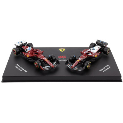 BURAGO FERRARI SET F1 2X SF-25 TEAM SCUDERIA FERRARI HP N 16 SEASON 2025 CHARLES LECLERC + 4th MONZA ITALY GP 2025 - CON