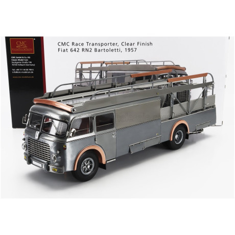 CMC FIAT 642RN2 TRUCK BARTOLETTI F1 FERRARI CAR TRANSPORTER 1957 - CLEAR FINISH GREY 1/18