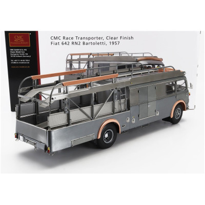 CMC FIAT 642RN2 TRUCK BARTOLETTI F1 FERRARI CAR TRANSPORTER 1957 - CLEAR FINISH GREY 1/18