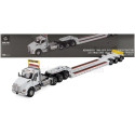 DM MODELS KENWORTH T880 TRUCK PIANALE SBFA DAYCAB TRIDEM TRACTOR WITH TRAIL KING LOWBOY TRAILER - WHITE 1/50