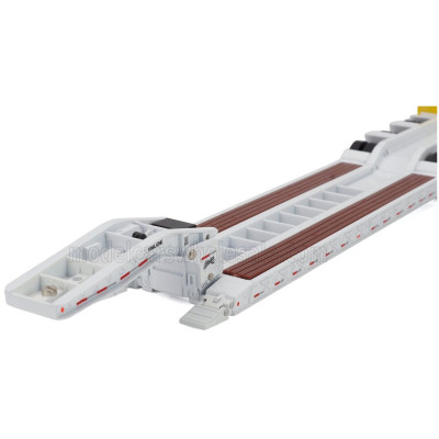 DM MODELS KENWORTH T880 TRUCK PIANALE SBFA DAYCAB TRIDEM TRACTOR WITH TRAIL KING LOWBOY TRAILER - WHITE 1/50