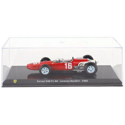 EDICOLA FERRARI F1 246 N 16 SEASON 1966 LORENZO BANDINI - CON VETRINA - WITH SHOWCASE - RED 1/24