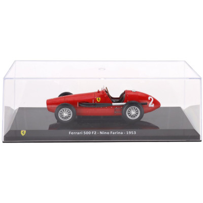 EDICOLA FERRARI F1 500 F2 SCUDERIA FERRARI N 2 SEASON 1953 GIUSEPPE (NINO) FARINA - CON VETRINA - WITH SHOWCASE - RED 1/24