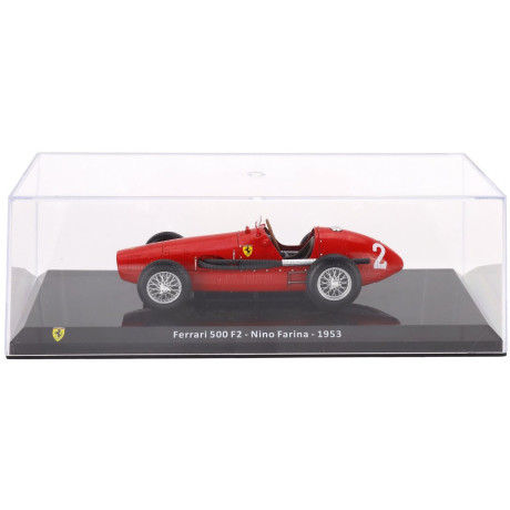 EDICOLA FERRARI F1 500 F2 SCUDERIA FERRARI N 2 SEASON 1953 GIUSEPPE (NINO) FARINA - CON VETRINA - WITH SHOWCASE - RED 1/24