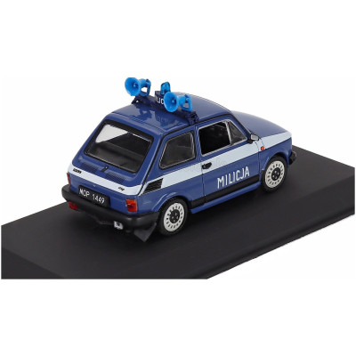 EDICOLA POLSKI FIAT 126P MILICJA POLICE 1984 - BLUE WHITE 1/43