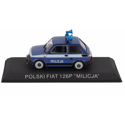 EDICOLA POLSKI FIAT 126P MILICJA POLICE 1984 - BLUE WHITE 1/43