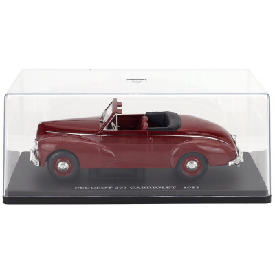 EDICOLA PEUGEOT 203 CABRIOLET 1953 - CON VETRINA - WITH SHOWCASE - RED 1/24
