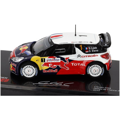 EDICOLA CITROEN DS3 WRC N 1 WINNER RALLY DE FRANCE ALSACE 2012 SEBASTIEN LOEB - DANIEL ELENA - CON VETRINA - WITH SHOWCASE