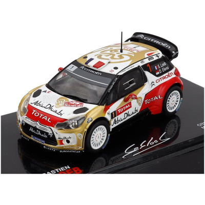 EDICOLA CITROEN DS3 WRC N 1 WINNER RALLY MONTECARLO 2013 SEBASTIEN LOEB - DANIEL ELENA - CON VETRINA - WITH SHOWCASE - RED GOLD