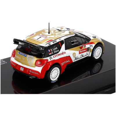 EDICOLA CITROEN DS3 WRC N 1 WINNER RALLY MONTECARLO 2013 SEBASTIEN LOEB - DANIEL ELENA - CON VETRINA - WITH SHOWCASE - RED GOLD