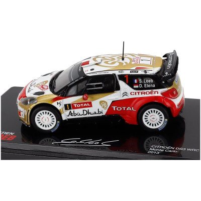 EDICOLA CITROEN DS3 WRC N 1 WINNER RALLY MONTECARLO 2013 SEBASTIEN LOEB - DANIEL ELENA - CON VETRINA - WITH SHOWCASE - RED GOLD