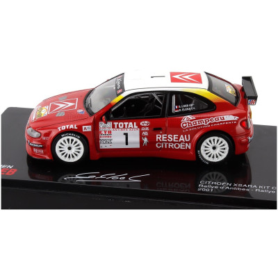 EDICOLA CITROEN XSARA KIT CAR N 1 RALLY ANTIBES D'AZUR 2001 SEBASTIEN LOEB - DANIEL ELENA - CON VETRINA - WITH SHOWCASE - RED