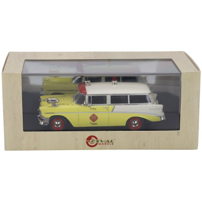 ESVAL MODEL CHEVROLET 210 HANDYMAN FIRE ENGINE 1956 - YELLOW WHITE RED 1/43