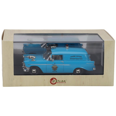 ESVAL MODEL CHEVROLET 150 VAN POLICE 1956 - BLUE BLACK 1/43