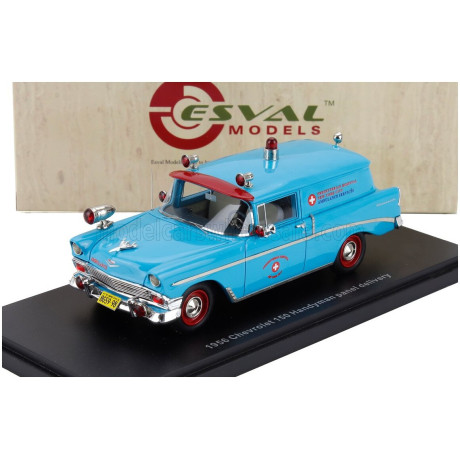 ESVAL MODEL CHEVROLET 150 VAN AMBULANCE 1956 - BLUE RED 1/43