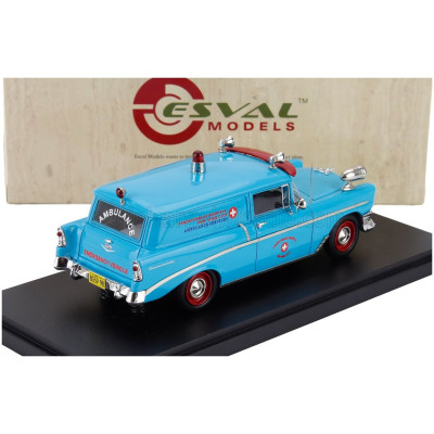 ESVAL MODEL CHEVROLET 150 VAN AMBULANCE 1956 - BLUE RED 1/43