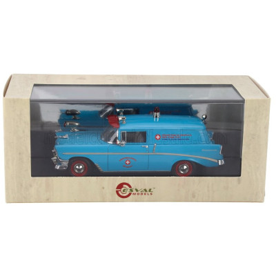 ESVAL MODEL CHEVROLET 150 VAN AMBULANCE 1956 - BLUE RED 1/43