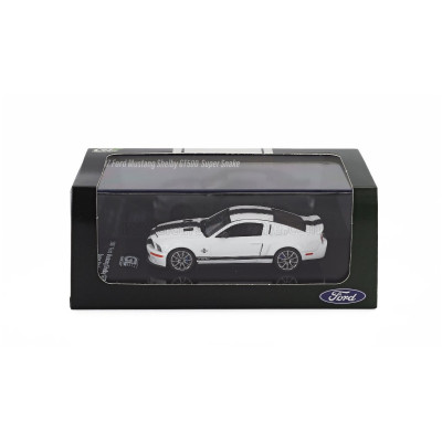 GREENLIGHT FORD USA MUSTANG SHELBY GT500 SUPER SNAKE COUPE 2007 - WHITE BLACK 1/64